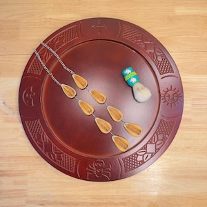 ORULA COMBO Tablero de IFA con Brocha y Opele | Ifa Board, Brush and Ekuele |Opon Ifa| Babalawo tablero de madera| divination Reading tools