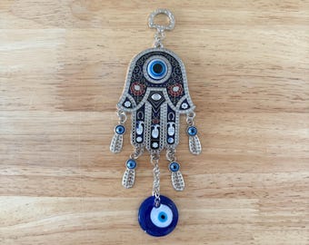 7" Hamsa Evil Eye Wall Hanging: Spiritual Home Decor