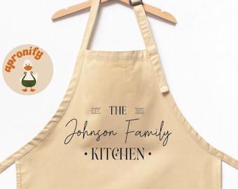Personalized Family Apron, Custom Cooking Apron, Family Name Apron, Housewarming Gift, Newlywed Gift, Couple Apron, Kitchen Gift for Family