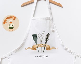 Custom Hairstylist Apron, Hairdresser Gift, Hair Salon Branding, Barber Apron, Beauty Business, Cosmetology School, Hairstylist, Barber Gift