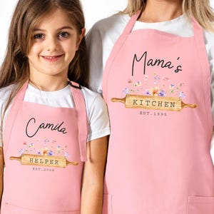 Mommy and Me Apron, Personalized Apron for Women, Customized Apron, Mother Daughter Apron, Kids Apron, Toddler Apron, Mamas Kitchen Aprons