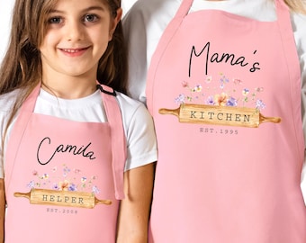 Mommy and Me Apron, Personalized Apron for Women, Customized Apron, Mother Daughter Apron, Kids Apron, Toddler Apron, Mamas Kitchen Aprons