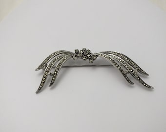 Vintage Sterling Silver 925 Marcasite Brooch