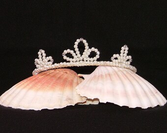 White Pearl Looped Beaded Headdress For First Communion Bridesmaid Flower Girl