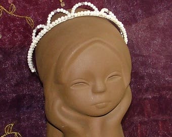 White Agate Beaded Headdress For First Communion Bridesmaid Flower Girl