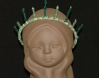 Green Crystal Spike Silver Tiara