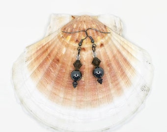 Haematite And Crystals By Swarovski Earrings