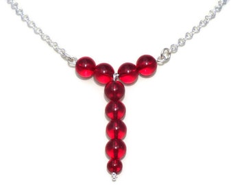 Sterling Silver Y Necklace With Red Crystal Globes by Swarovski
