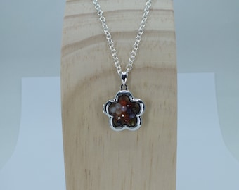 Sterling Silver Flower Locket With Genuine Multi-coloured Zircon Beads December Birthstones