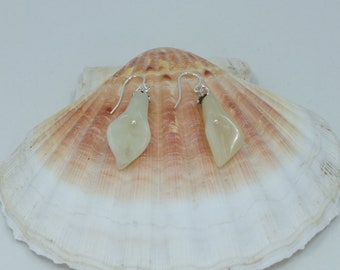 Sterling Silver Earrings With Jade Calla Lily Pendants