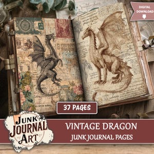 Vintage Dragon junk journal supplies