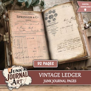 Ledger journal paper, Ledger junk journal, junk journal supplies, junk journal kits, junk journal ideas, junk journal paper, junk journaling kits, junk journaling, junk journal sticker, vintage junk journal, ledger printable, color ledger paper, ledger journal, ledger journal junk
