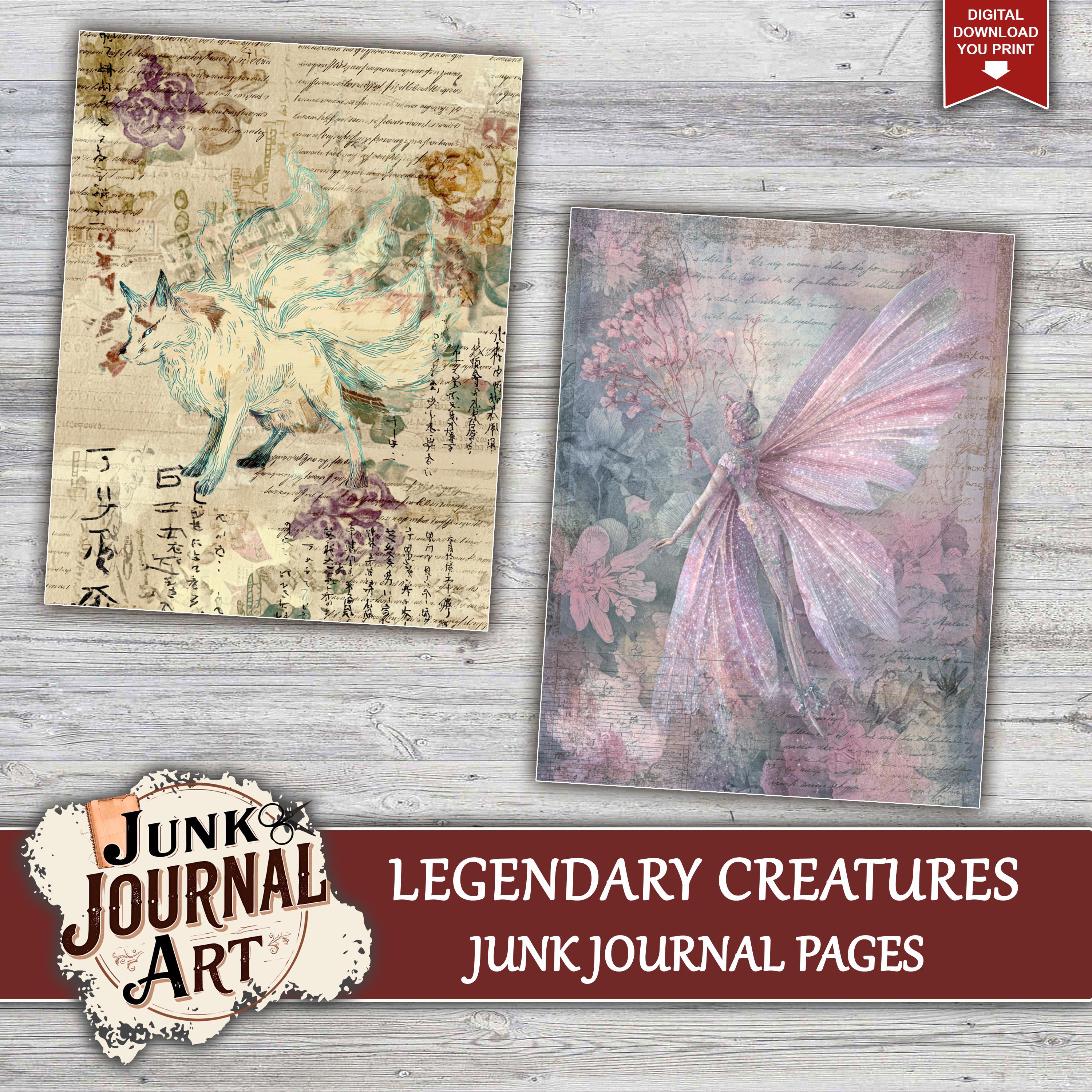 Legendary Creatures Junk Journal Pages, Junk Journal Supplies, Fantasy ...