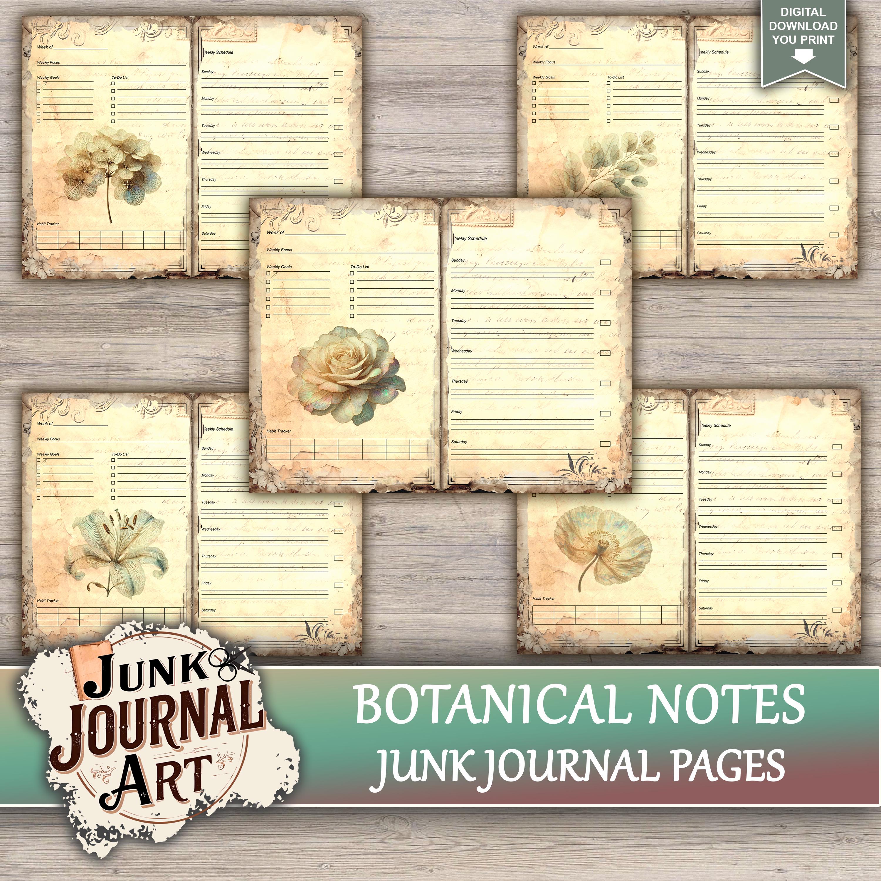 Botanical Notes Junk Journal Printable Pages - Vintage Herbarium Kit ...