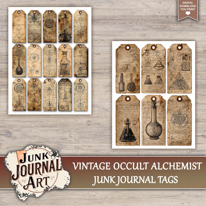 Vintage Occult Alchemist Junk Journal Printable Pages - Magic Spellbook ...
