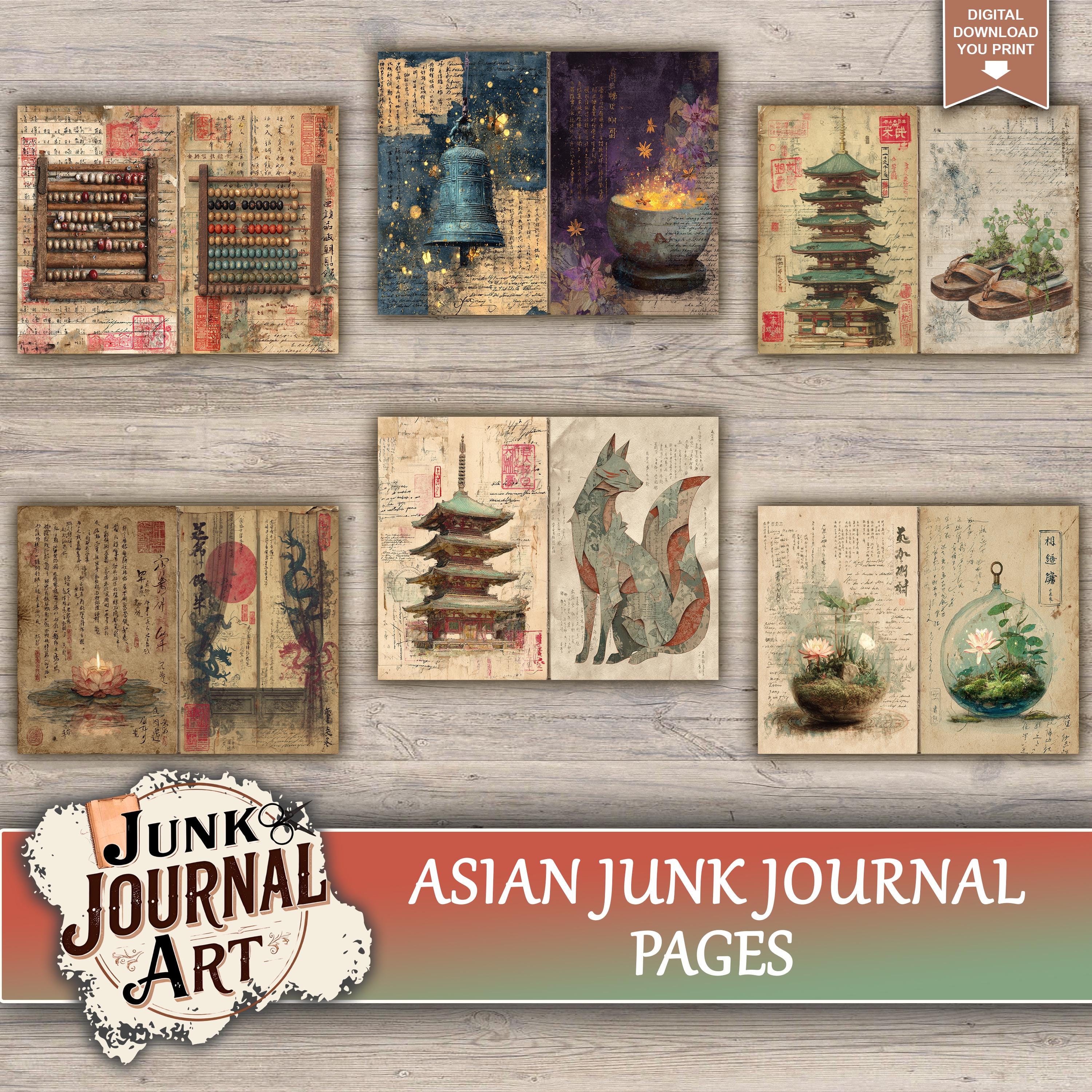 Asian Junk Journal Printable Pages - Japanese Kit, Cherry Blossom ...