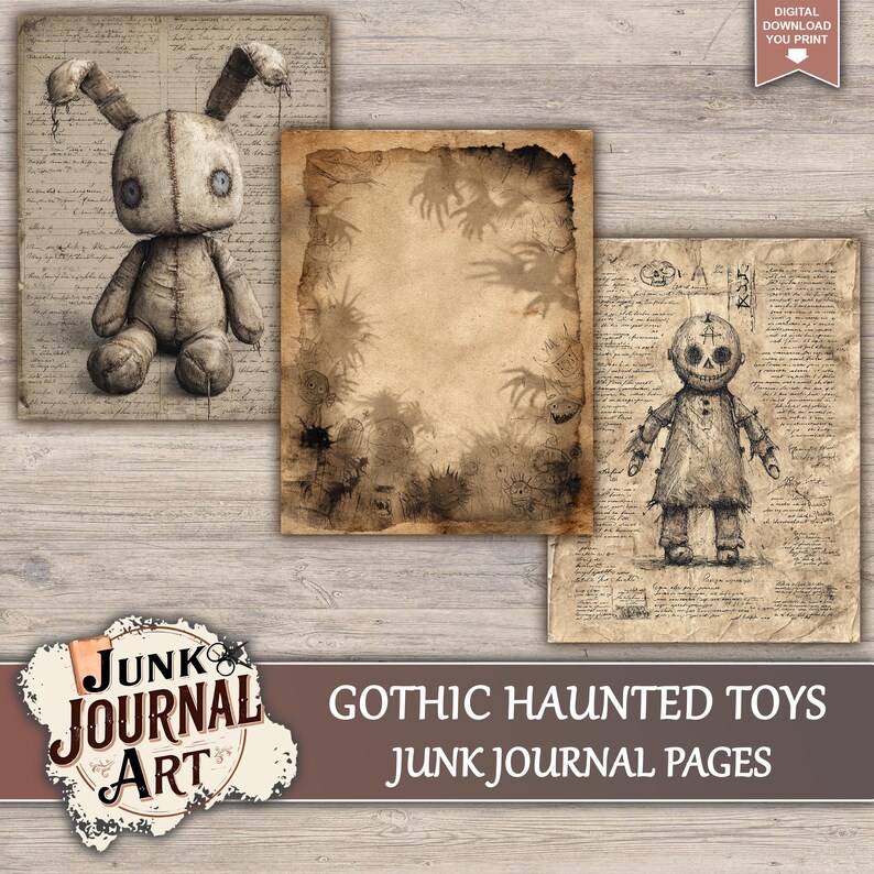 Gothic Haunted Toys Junk Journal Printable Pages - Creepy Doll Kit ...