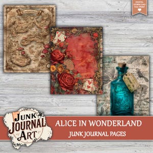 The image is a collage of three vintage-style photographs, including a map, a floral design, and a bottle, all with a vintage aesthetic.