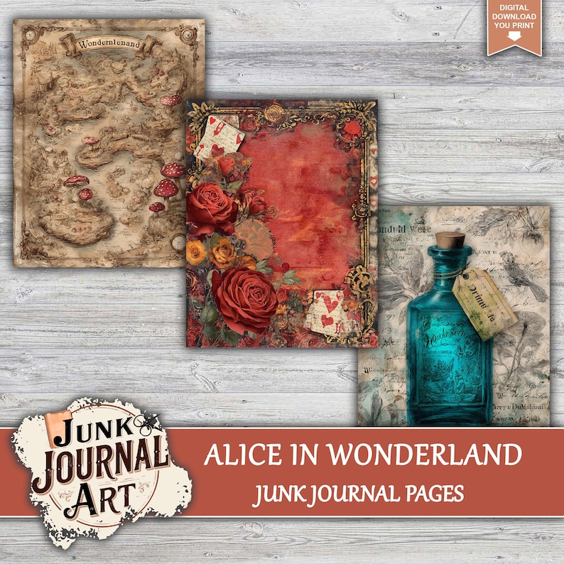 The image is a collage of three vintage-style photographs, including a map, a floral design, and a bottle, all with a vintage aesthetic.
