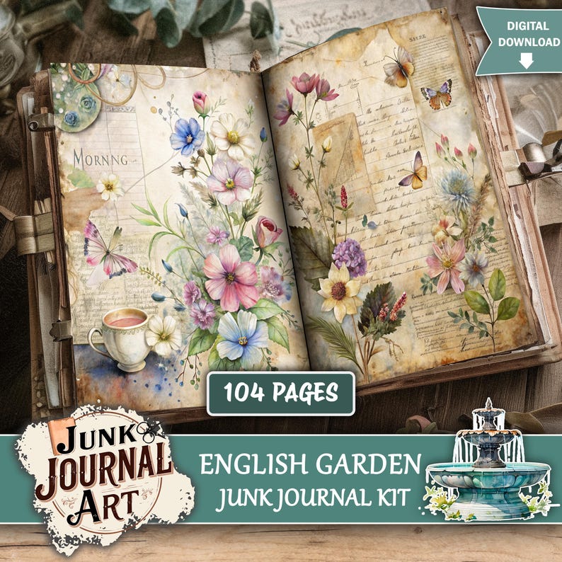 English Garden Junk Journal, Junk Journal Supplies, Junk Journal Kits ...