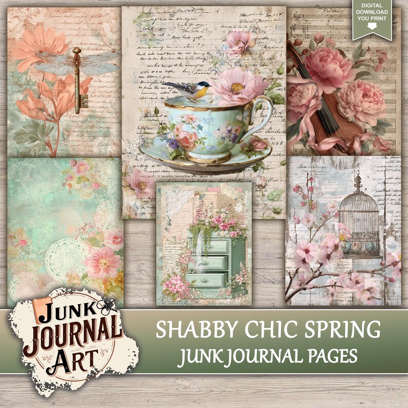 Shabby Chic Spring Junk Journal Printable Pages - Vintage Easter Kit ...