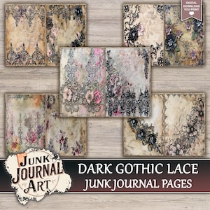 Dark Gothic Lace Junk Journal Printable Pages - Black Victorian Kit ...