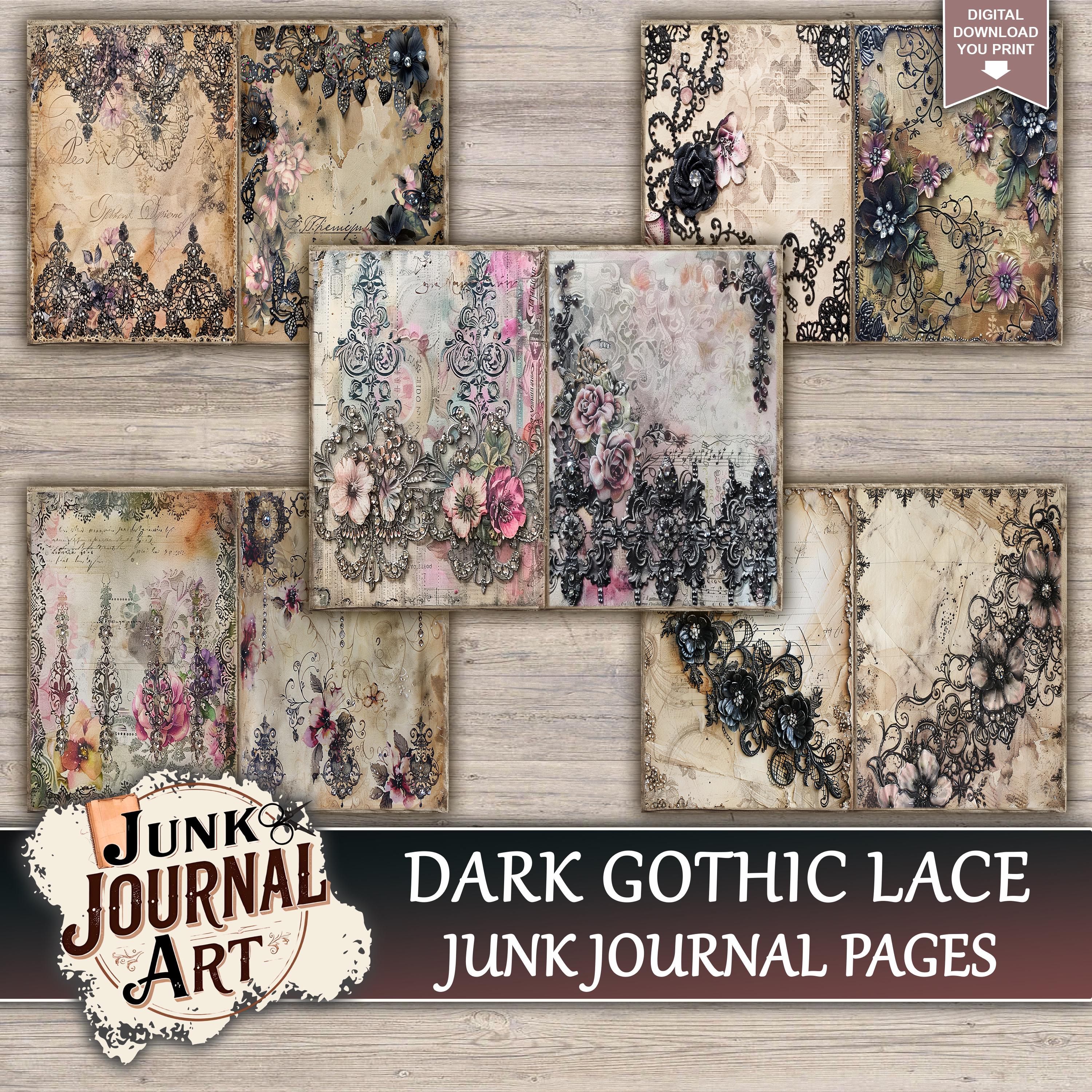 Dark Gothic Lace Junk Journal Printable Pages - Black Victorian Kit ...