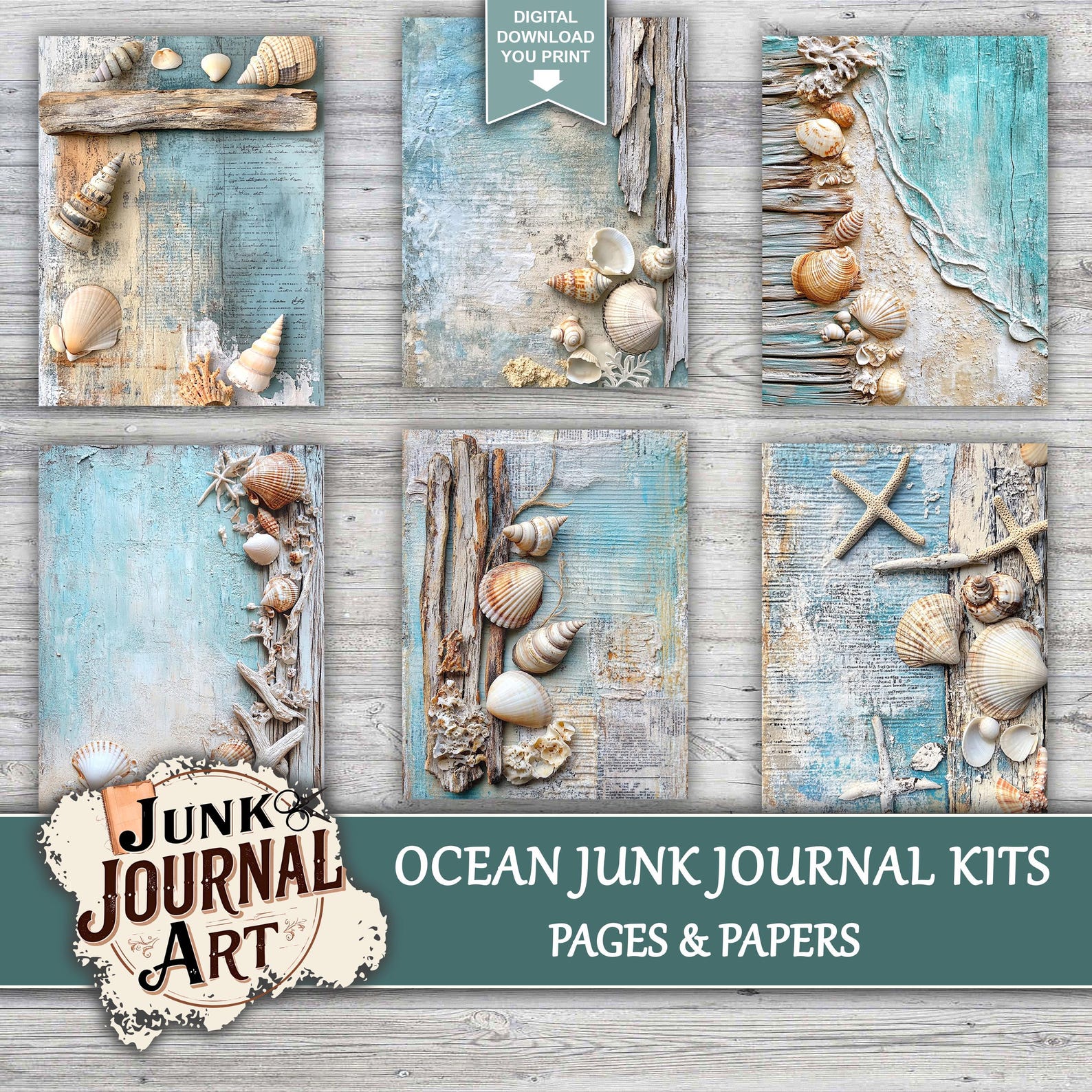 Ocean Junk Journal, Junk Journal Supplies, Junk Journal Kits, Summer ...