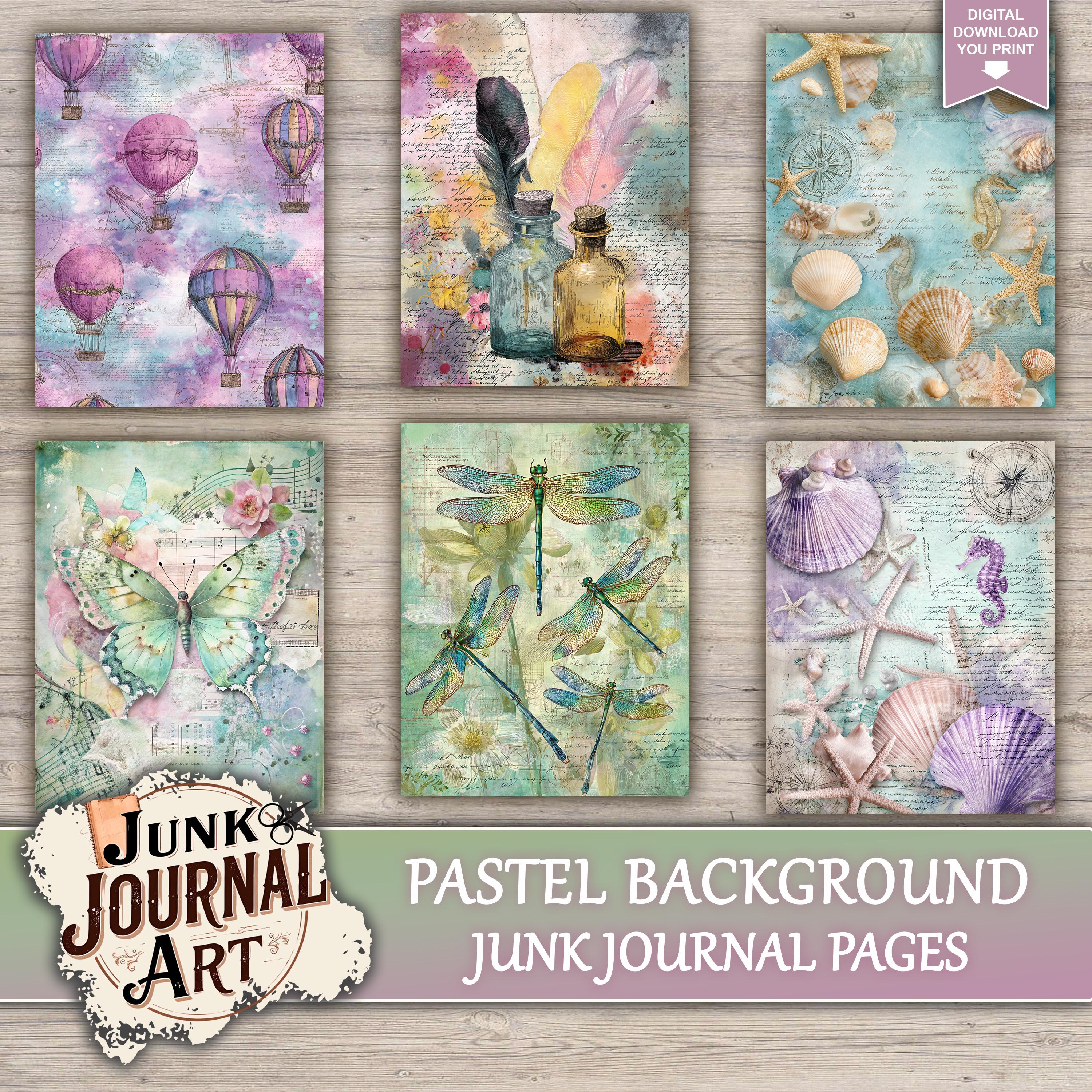 Pastel Background Junk Journal Printable Pages, Soft Watercolor Kit ...