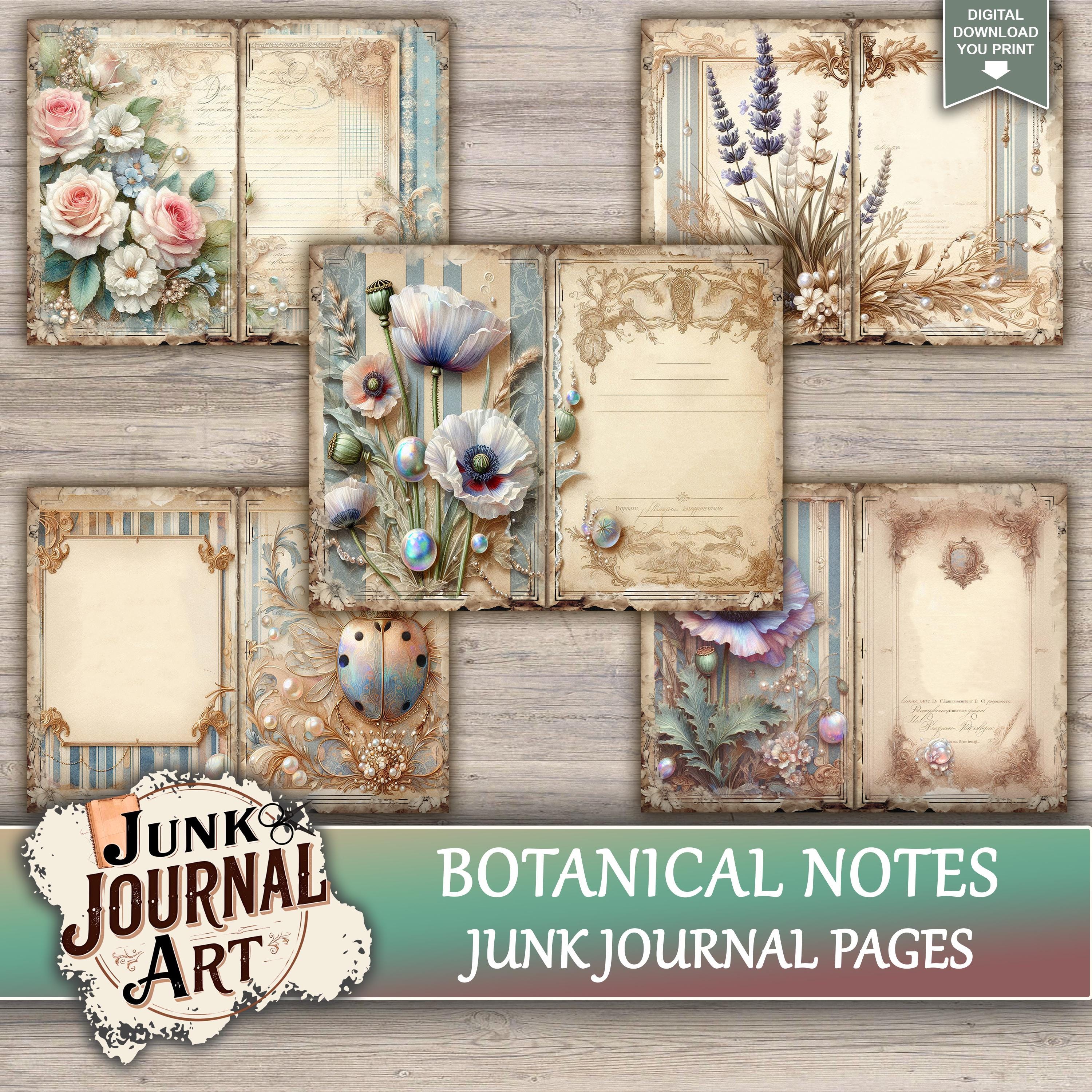 Botanical Notes Junk Journal Printable Pages - Vintage Herbarium Kit ...