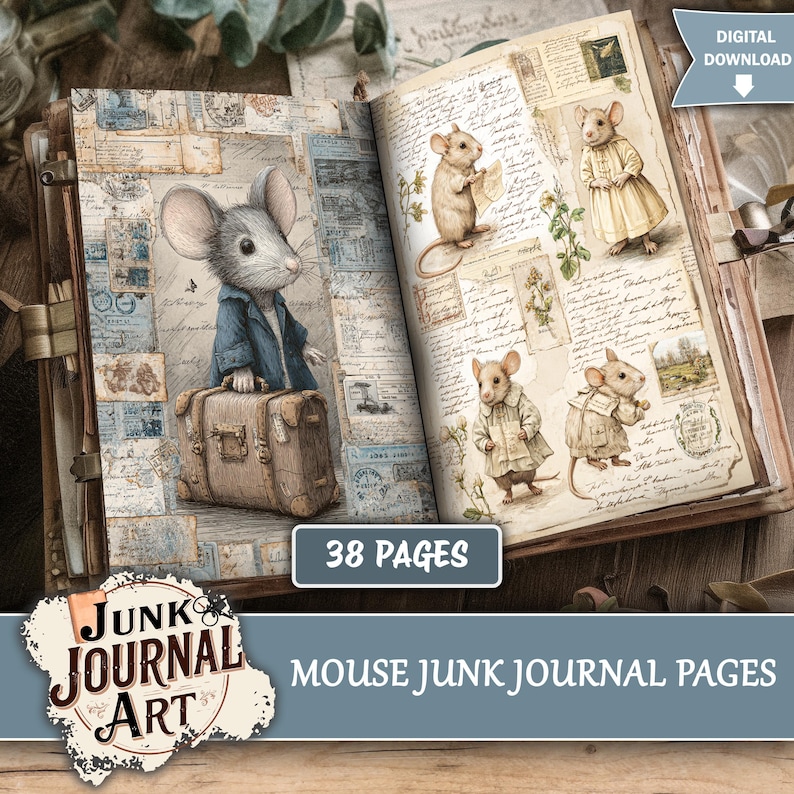 Mouse Junk Journal Pages, Junk Journal Supplies, Junk Journal Kits ...