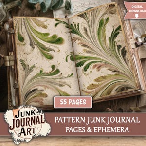 Mönsterbaserade skräpjournalsidor, marmorerade texturbakgrunder, abstrakt blandteknikkit, organiskt virvelpapper, etiketter, etiketter