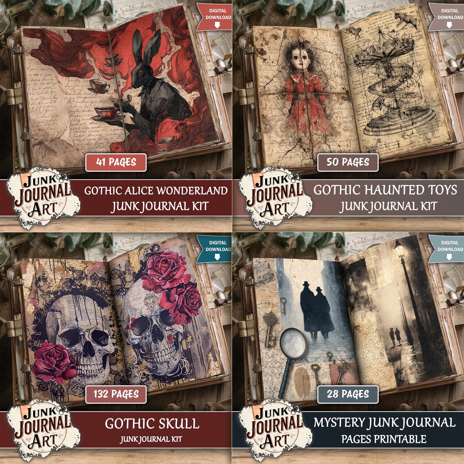 Gothic Junk Journal Bundle, Dark Academia Paper, Witchy Ephemera Kit ...