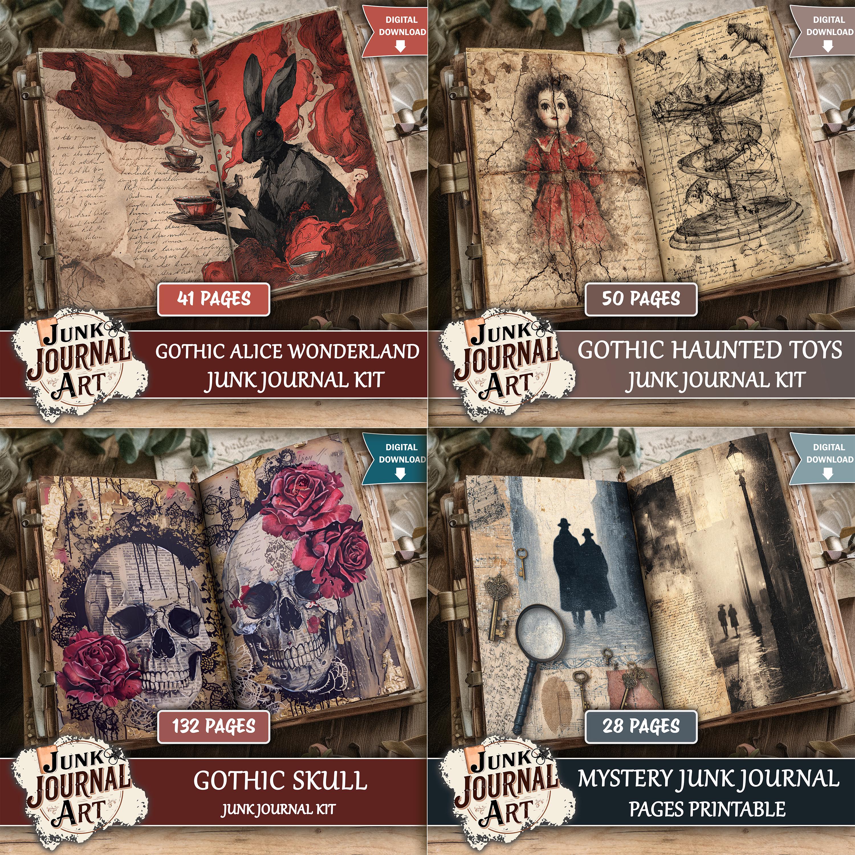 Gothic Junk Journal Bundle, Dark Academia Paper, Witchy Ephemera Kit ...