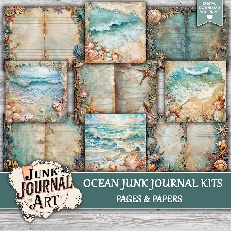 Ocean Junk Journal, Junk Journal Supplies, Junk Journal Kits, Summer ...