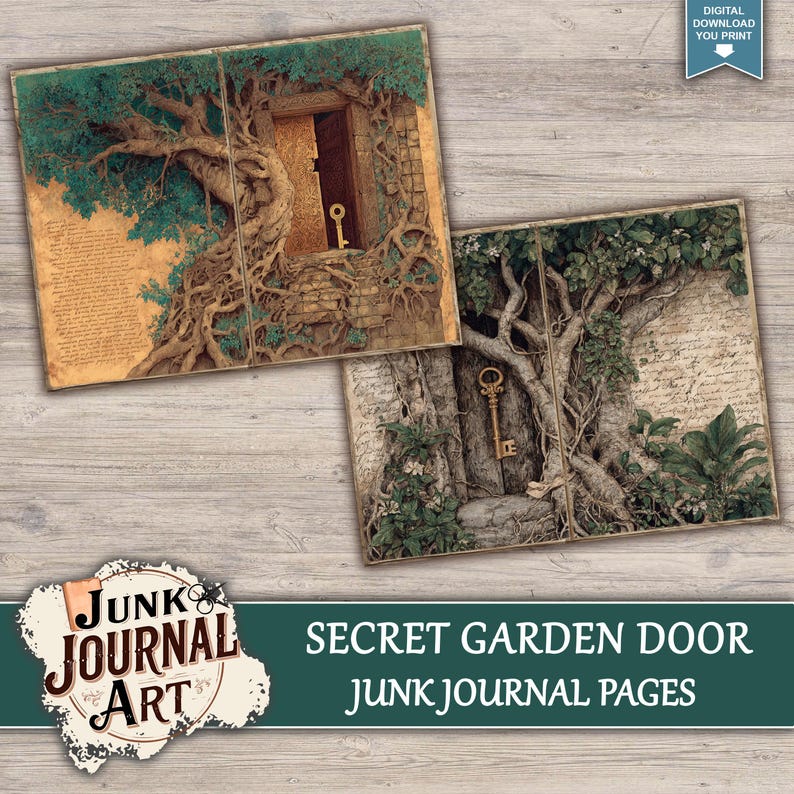 Secret Garden Door Junk Journal Printable Pages - Vintage Key Ephemera ...