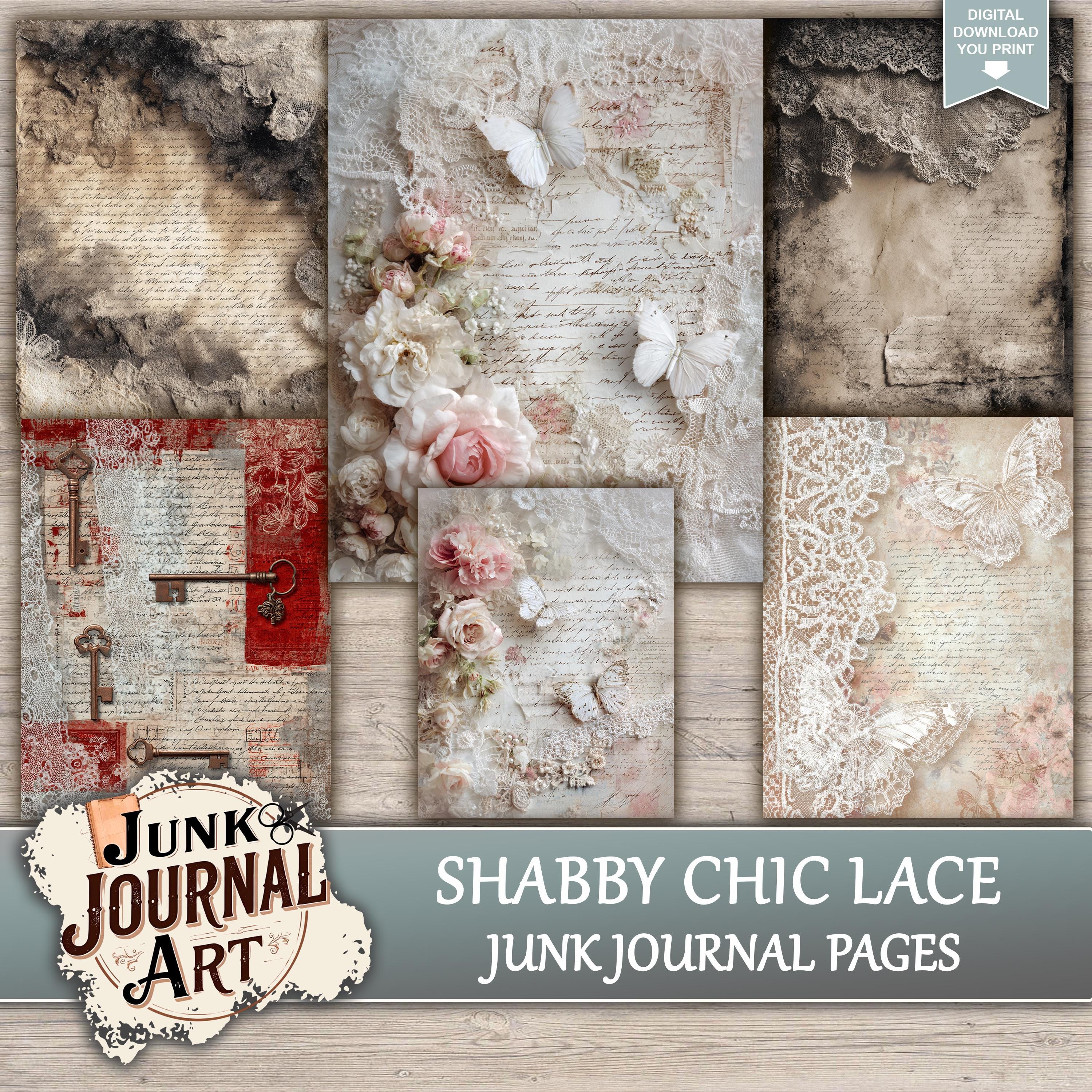 Shabby Chic Lace Junk Journal Printable Pages - Junk Journal Supplies ...