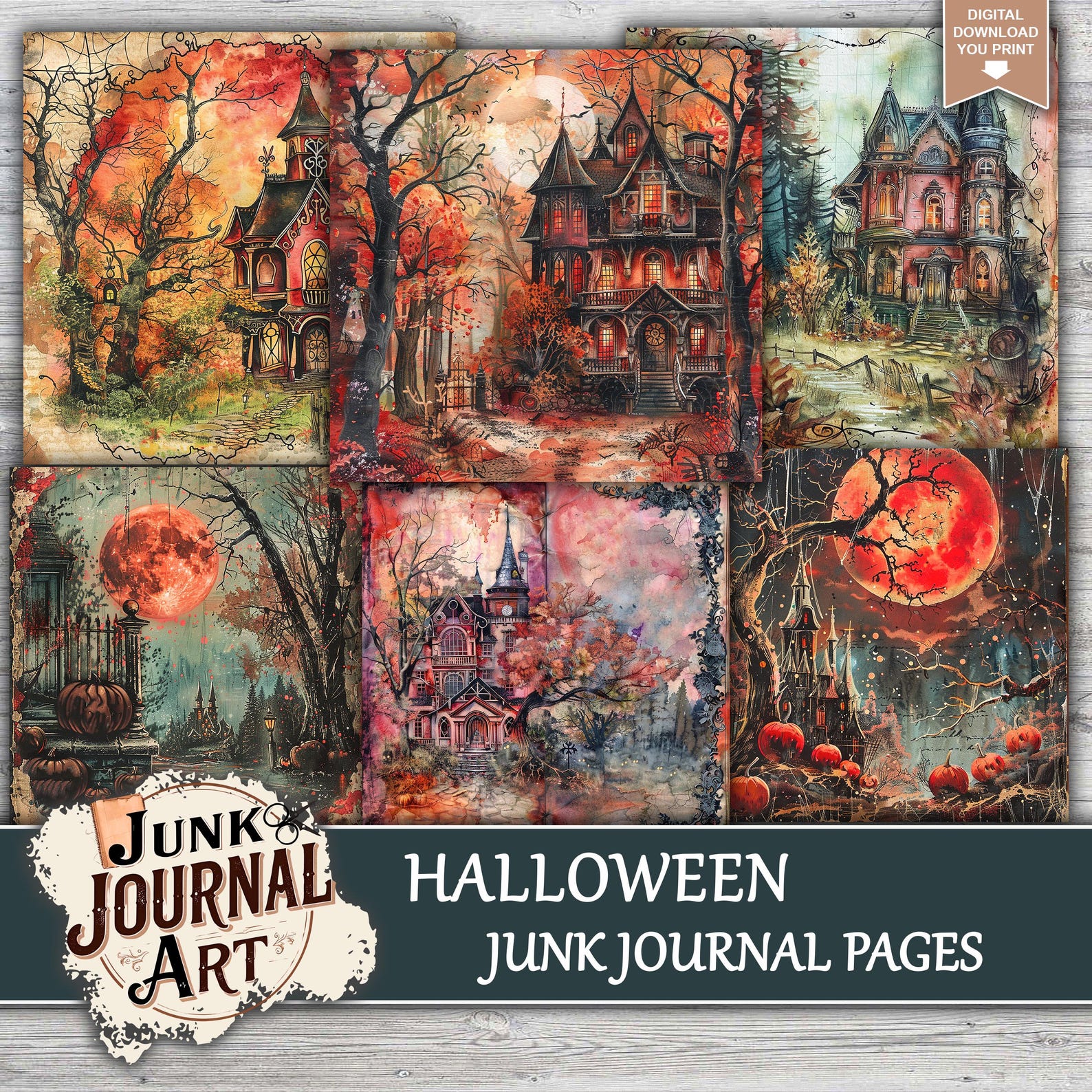 Halloween Junk Journal Kit Digital, Junk Journal Supplies, Junk Journal ...