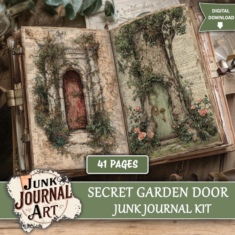 Secret Garden Door Junk Journal Printable Pages - Vintage Key Ephemera ...