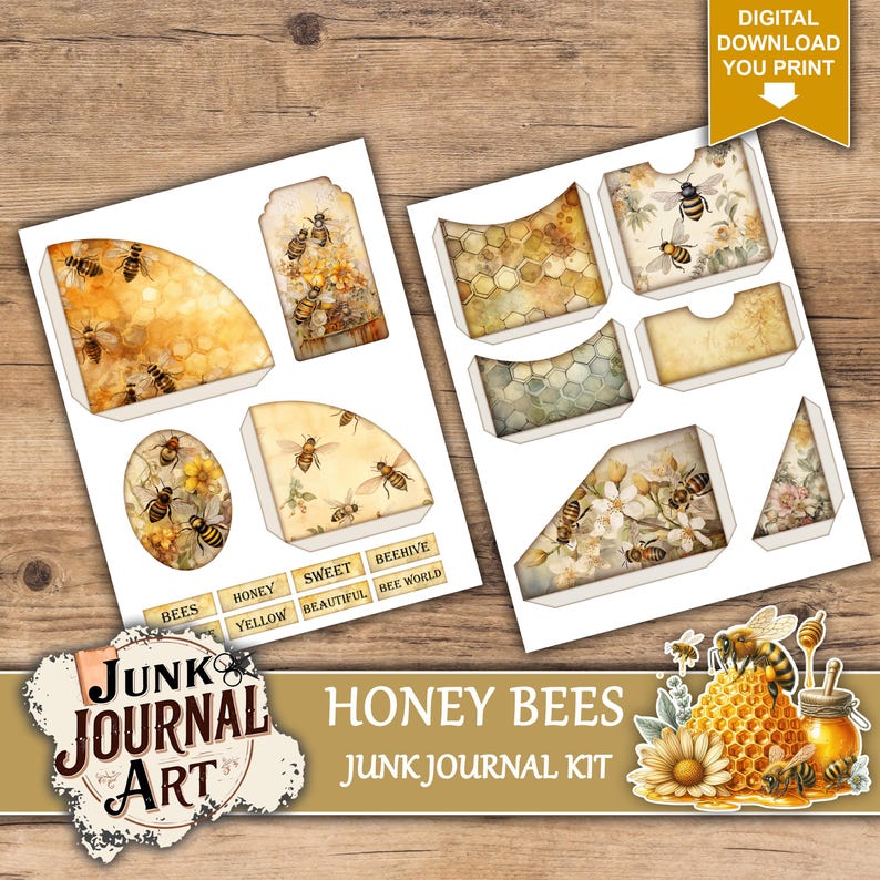 Honey Bees junk journal kit