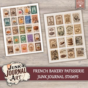 junk journal supplies, junk journal kits, junk journal paper, junk journal pages, Vintage Junk journal, French Bakery, Vintage Patisserie, Croissant Paper, Macaroon Art, Food Junk Journal, Kitchen Scrapbook, Cafe Storefront, fussy cuts