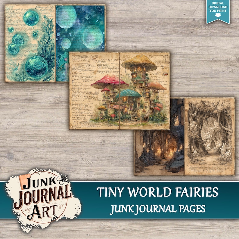 Tiny World Fairies Junk Journal Printable Pages - Mushroom House Kit ...