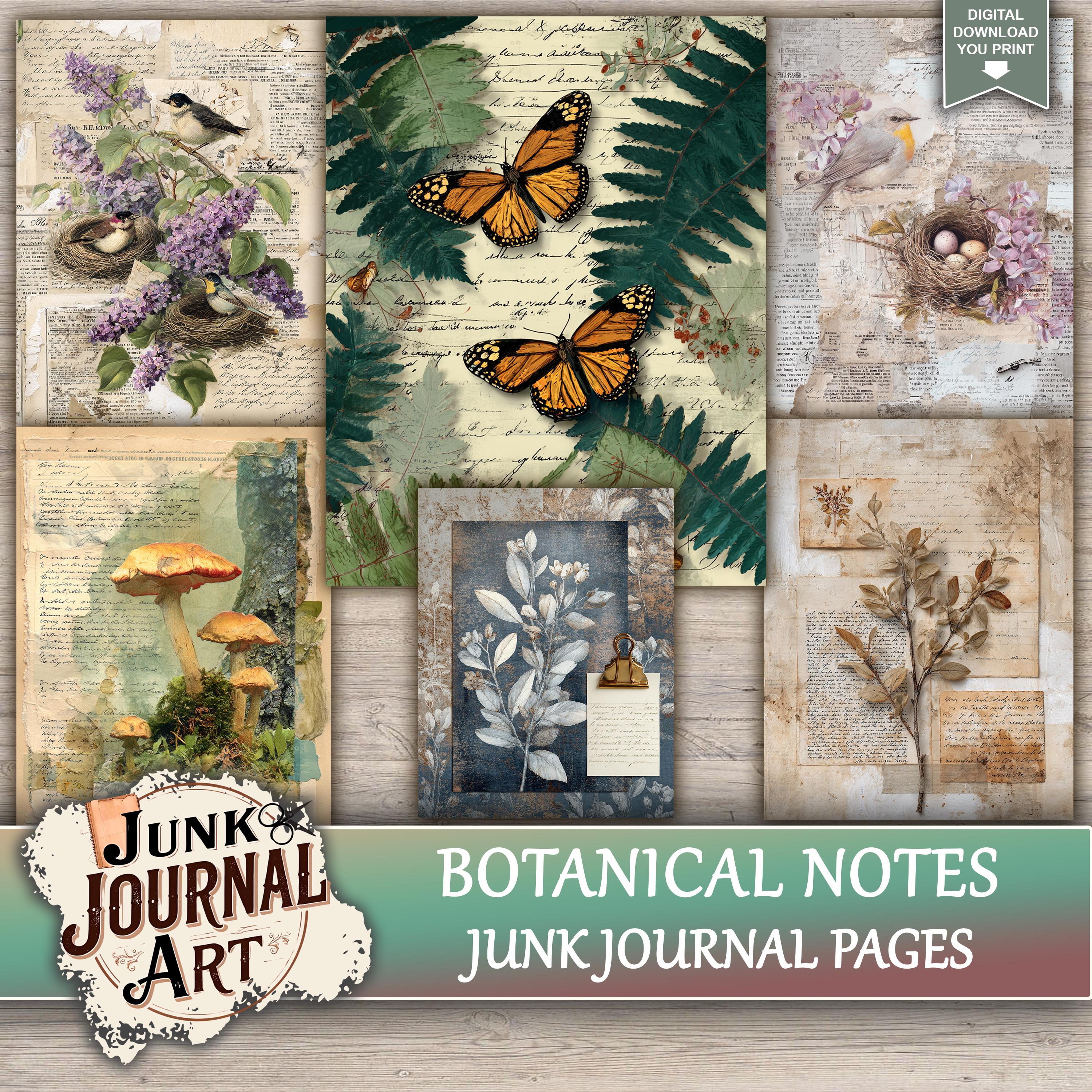 Botanical Notes Junk Journal Printable Pages - Vintage Herbarium Kit ...