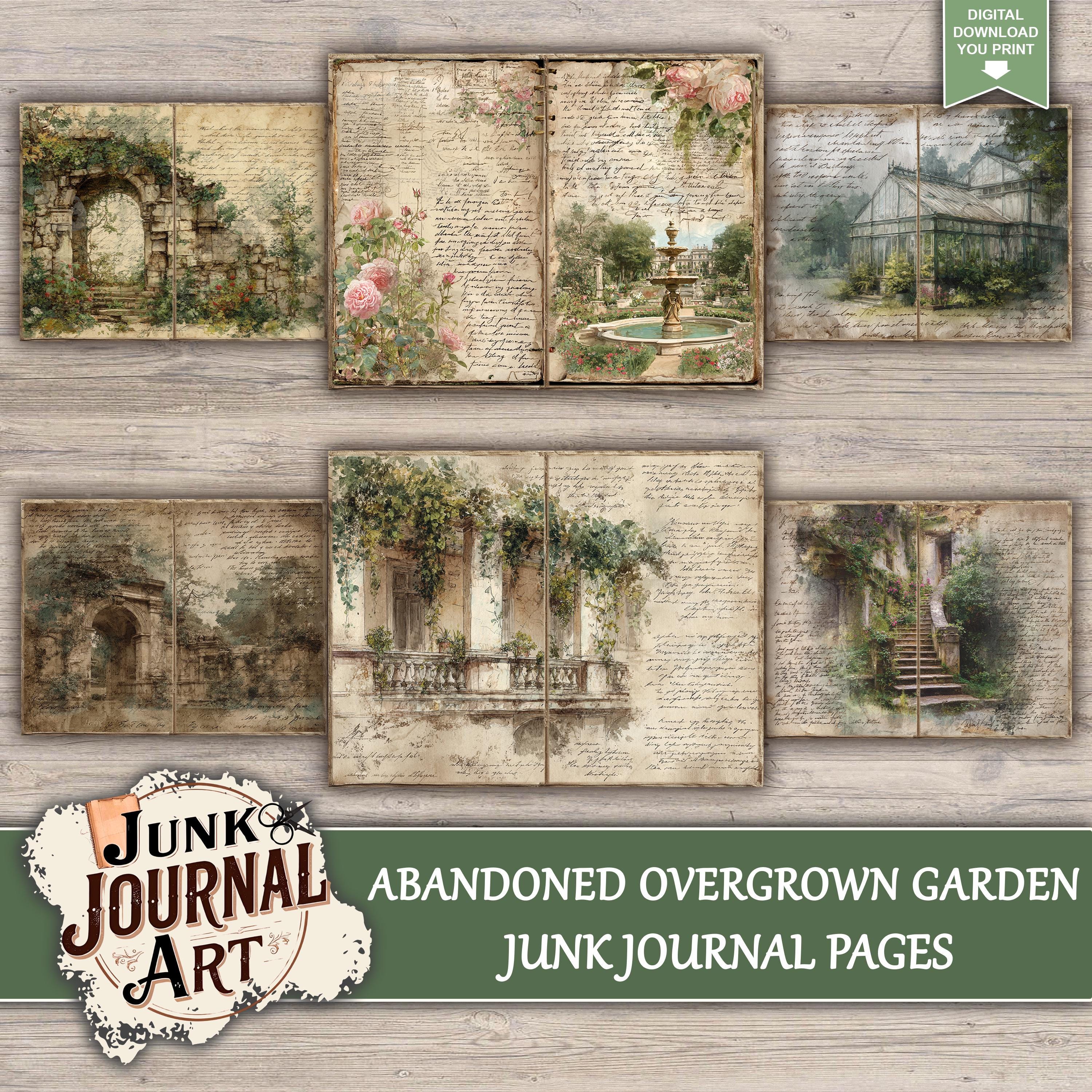 Abandoned Overgrown Garden Junk Journal Printable Pages, Vintage ...