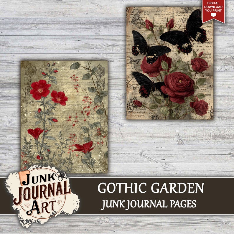 Gothic Garden Junk Journal Pages, Junk Journal Supplies, Vintage ...