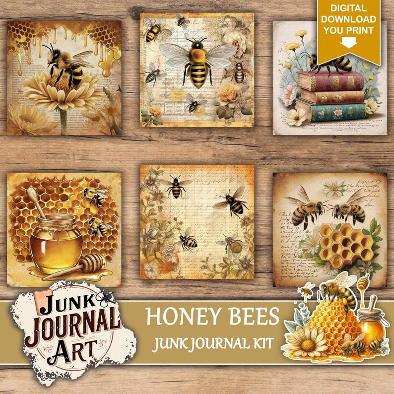 Honey Bees junk journal kits