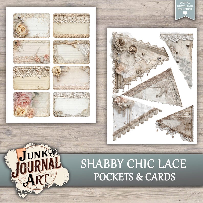 Shabby Chic Lace Junk Journal Printable Pages - Junk Journal Supplies ...