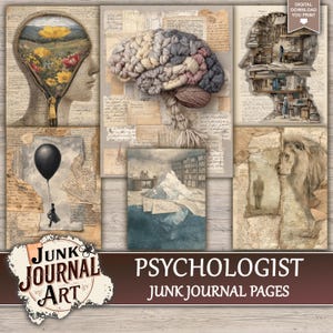 junk journal supplies, junk journal kits, junk journal paper, junk journal pages, Vintage Junk journal, Medical junk journal, Psychologist journal, Brain art, Mental Health, Phrenology Head, Mind Art, fussy cut, printable paper