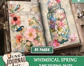 Spring Junk Journal Kit, Junk journal supplies, junk journal kits, Whimsical Floral Pages, Vintage Garden Birds, Spring Ephemera