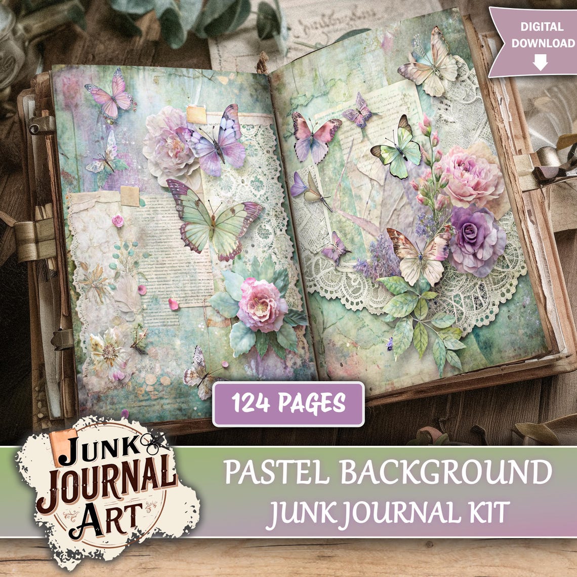 Pastel Background Junk Journal Printable Pages, Soft Watercolor Kit ...
